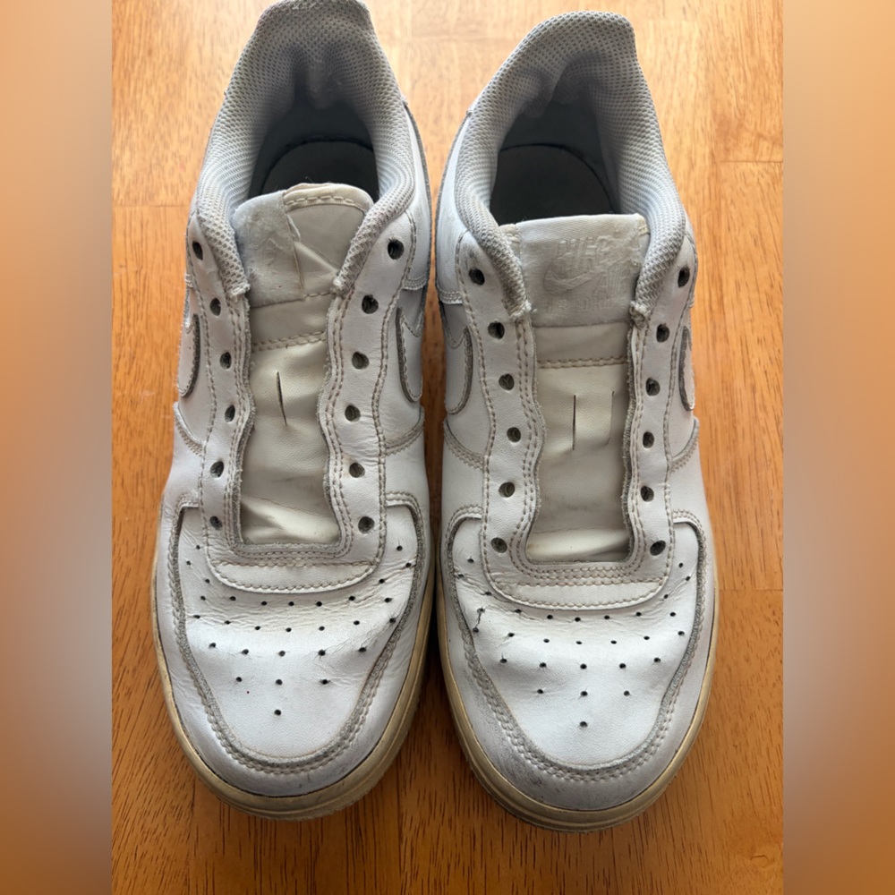 Nike Air Force 1 Low White Sneakers Youth 4.5Y No Laces Pre-Owned